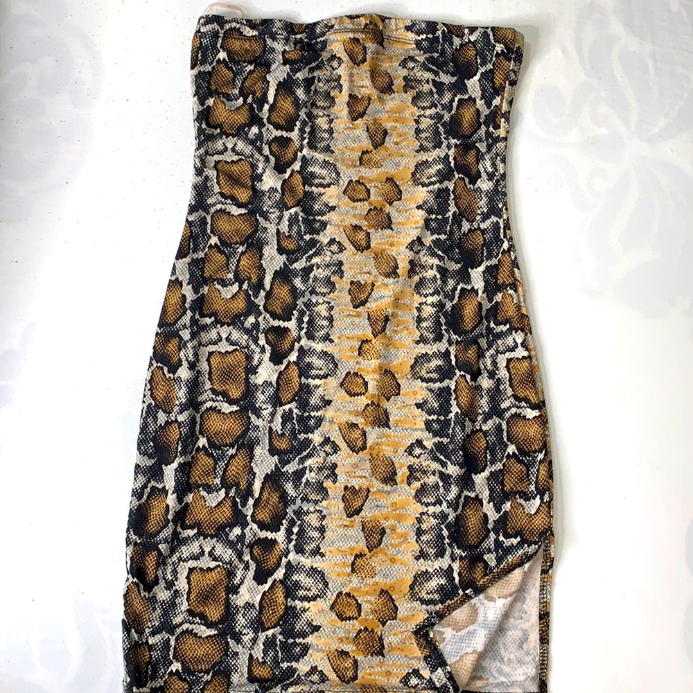 Strapless Snake print Mini Dress